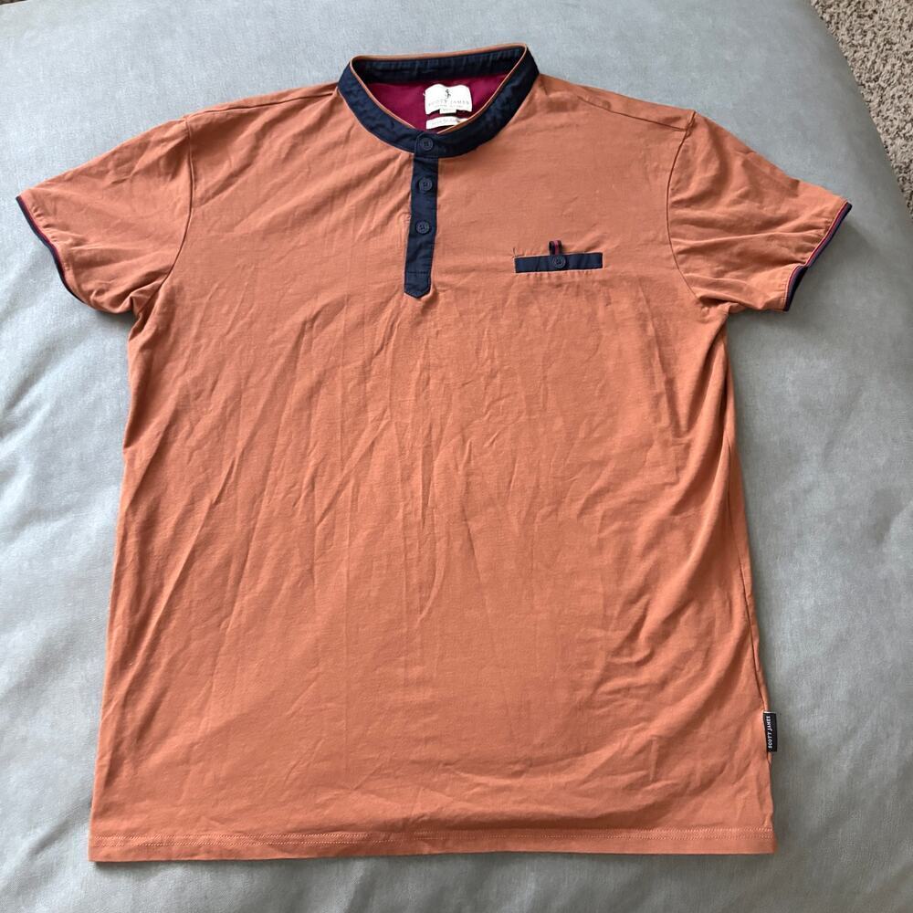 Scott James Rust Polo Shirt XL Cotton Blend Henley Collar Modern Preppy Normcore